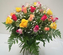 Bouquet de 20 roses multicolores